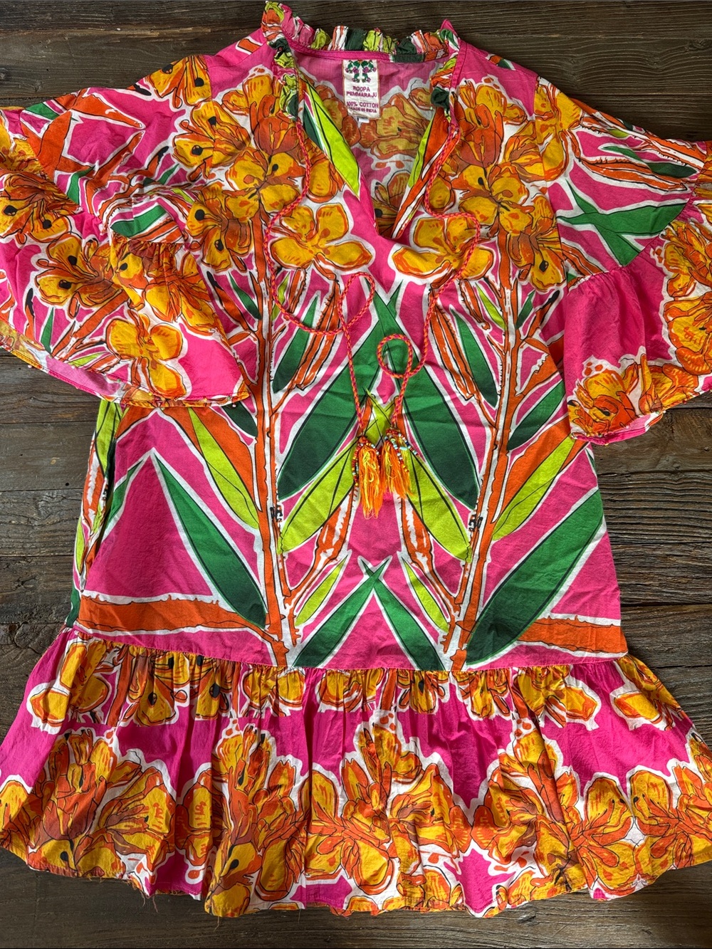 Anthropologie Roopa Pemmaraju dopamine tropical beaded ruffle mini dress Small - Picture 8 of 12